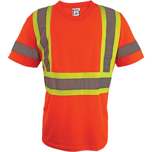Short Sleeve Safety T-Shirt, Polyester, 2X-Large, High Visibility Orange OSI Industrial Sales