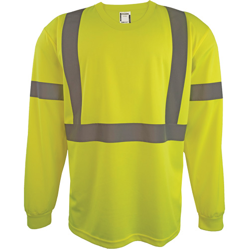 Long Sleeve Safety Shirt, Polyester, 2X-Large, High Visibility Lime-Yellow OSI Industrial Sales