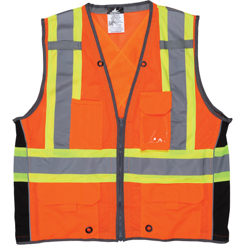 Veste de s&eacute;curit&eacute; pour arpenteur, Orange haute visibilit&eacute;, Grand, Polyester OSI Industrial Sales