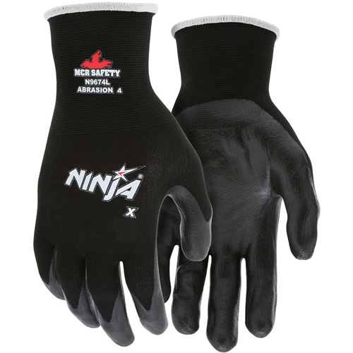 Ninja&reg; Coated Gloves, Large, Bi-Polymer Coating, 15 Gauge, Nylon/Lycra&reg; Shell OSI Industrial Sales