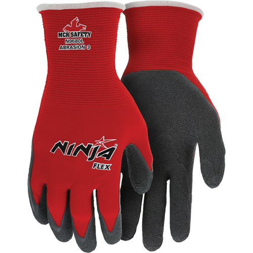 Ninja&reg; Flex Coated Gloves, Large, Rubber Latex Coating, 15 Gauge, Nylon Shell OSI Industrial Sales