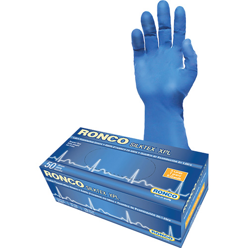 SilkTex XPL Extra-Long Examination Glove, X-Large, Latex, 13-mil, Powder-Free, Blue, Class 2 OSI Industrial Sales