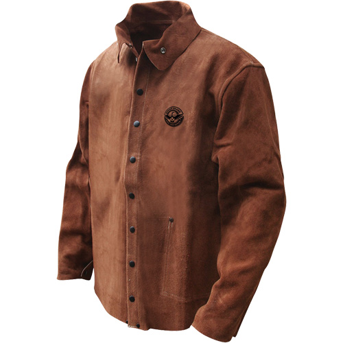 Veste de soudage en cuir fleur de vache refendu Gander Brand, Cuir, 4T-Grand, Brun OSI Industrial Sales