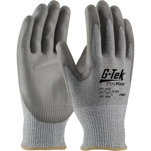 G-Tek&reg; PolyKor&reg; Cut Resistant Gloves, Size Small, 13 Gauge, Polyurethane Coated, Polyethylene Shell, ASTM ANSI Level A4/EN 388 Level 5/EN 388 Level D OSI Industrial Sales