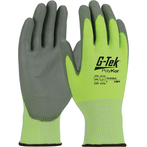 G-Tek&reg; PolyKor&reg; Cut Resistant Gloves, Size Small, 13 Gauge, Polyurethane Coated, Polyethylene Shell, ASTM ANSI Level A5/EN 388 Level E OSI Industrial Sales