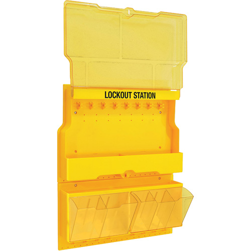 Deluxe Lockout Station with Cover and Trilingual Labels, None Padlocks, 32 Padlock Capacity, Padlocks Not Included OSI Industrial Sales