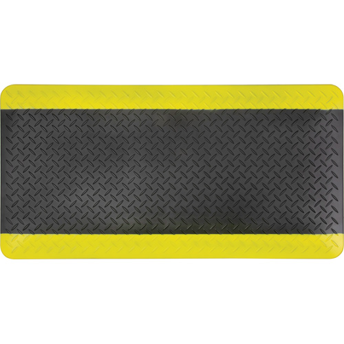 Tapis antifatigue, Losange, 1-2/3' x 3-1/4' x 3/4", Noir/Jaune, Polyur&eacute;thane OSI Industrial Sales