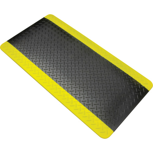 Tapis antifatigue, Losange, 1-2/3' x 3-1/4' x 3/4", Noir/Jaune, Polyur&eacute;thane OSI Industrial Sales