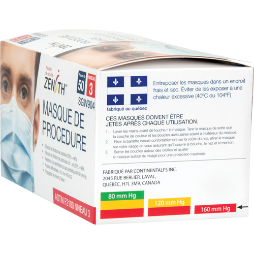 Disposable Procedure Face Masks, ASTM F2100 Level 3, Class 1 OSI Industrial Sales
