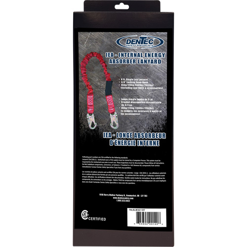 ShockSorb Internal Shock Lanyard, 6', Snap Hook Center, Snap Hook Leg Ends, Polyester OSI Industrial Sales