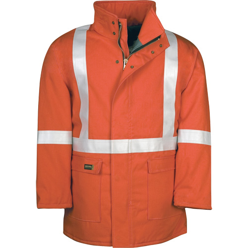 Parka dhiver &agrave; doublure matelass&eacute;e AllOut Westex UltraSoft avec bandes r&eacute;fl&eacute;chissantes, Moyen (grande taille), Orange haute visibilit&eacute;, 46 cal/cm² OSI Industrial Sales