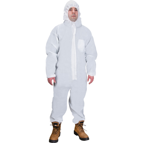 Hooded Coveralls, 4X-Large, White, SMS OSI Industrial Sales
