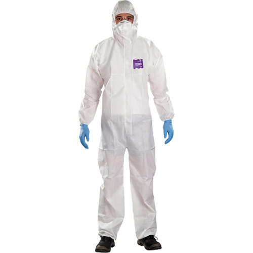 AlphaTec Microchem&reg; 3-Piece Chemical Resistant Coveralls with Hood, 2X-Large, White OSI Industrial Sales