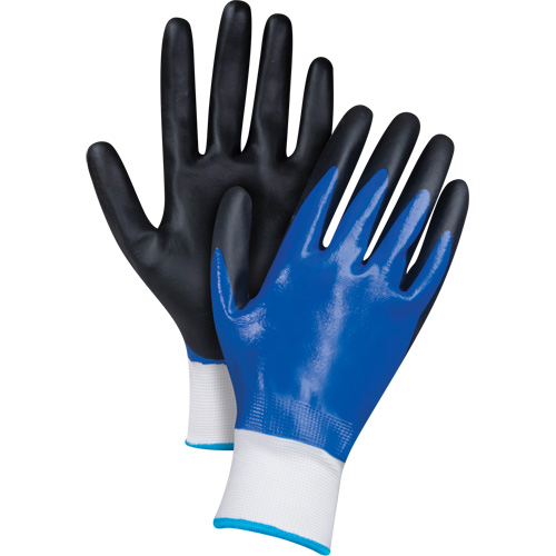 Gants enduits noir & bleu, Moyen, R&ecirc;vetement Mousse de nitrile, Calibre 15, Enveloppe en Nylon OSI Industrial Sales