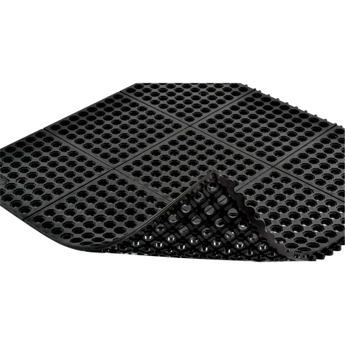 Tapis antifatigue &agrave; imbrication Cushion-Ease 550, &agrave; fentes, 3' x 3' x 3/4", Noir, Caoutchouc OSI Industrial Sales