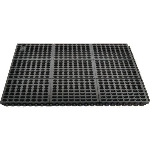 Tapis antifatigue &agrave; imbrication Cushion-Ease 550, &agrave; fentes, 3' x 3' x 3/4", Noir, Caoutchouc OSI Industrial Sales
