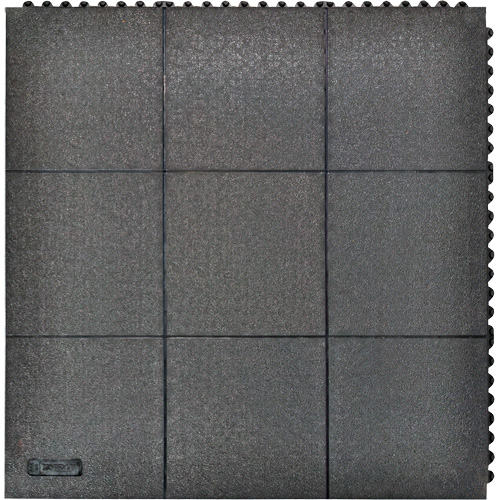 Tapis antifatigue &agrave; imbrication Cushion-Ease, Rugueux, 3' x 3' x 3/4", Noir, Caoutchouc naturel OSI Industrial Sales