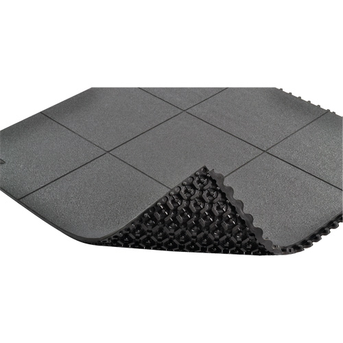 Tapis antifatigue &agrave; imbrication Cushion-Ease, Rugueux, 3' x 3' x 3/4", Noir, Caoutchouc naturel OSI Industrial Sales
