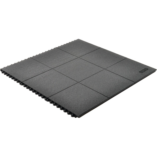 Tapis antifatigue &agrave; imbrication Cushion-Ease, Rugueux, 3' x 3' x 3/4", Noir, Caoutchouc naturel OSI Industrial Sales