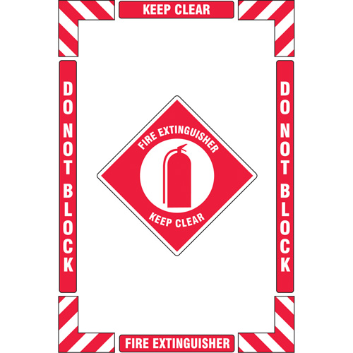 "Fire Extinguisher" Floor Marking Kit, Adhesive, English with Pictogram OSI Industrial Sales