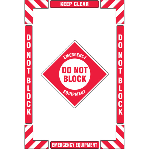 Trousse de marquage du sol ?Emergency Equipment? (&eacute;quipement durgence), Adh&eacute;sif, Anglais avec pictogramme OSI Industrial Sales