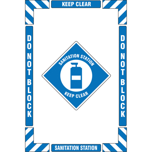 Trousse de marquage du sol ?Sanitation Station? (poste dassainissement), Adh&eacute;sif, Anglais avec pictogramme OSI Industrial Sales