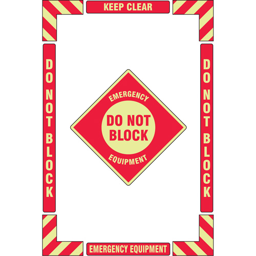 Trousse de marquage du sol ?Emergency Equipment? (&eacute;quipement durgence), Adh&eacute;sif, Anglais avec pictogramme OSI Industrial Sales