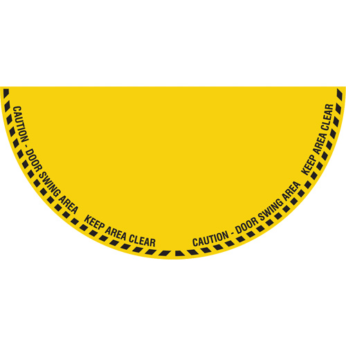 Signalisation au sol ?Caution? (attention) pour porte battante en demi-cercle, Adh&eacute;sif, Anglais avec pictogramme OSI Industrial Sales
