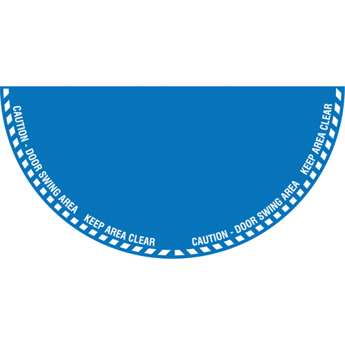 Signalisation au sol ?Caution? (attention) pour porte battante en demi-cercle, Adh&eacute;sif, Anglais avec pictogramme OSI Industrial Sales