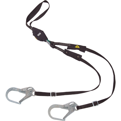 V-Series Utility Energy Absorbing Lanyard, 6', Rebar Hook Center, Snap Hook Leg Ends, Nylon OSI Industrial Sales