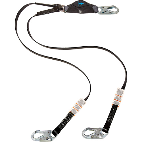 Anti-Corrosion Energy Absorbing Lanyard, 6', Snap Hook Center, Snap Hook Leg Ends, Polyester OSI Industrial Sales