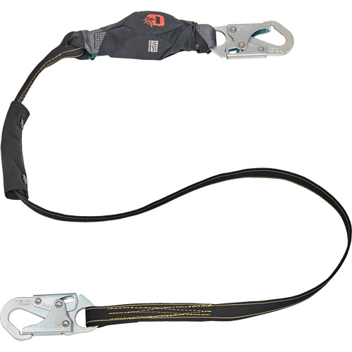 Anti-Corrosion Energy Absorbing Lanyard, 6', Rebar Hook Center, Snap Hook Leg Ends, Polyester OSI Industrial Sales