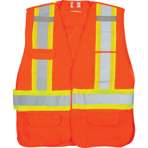 Veste d'arpenteur haute visibilit&eacute; conforme &agrave; la CSA, Orange haute visibilit&eacute;, Grand, Polyester OSI Industrial Sales