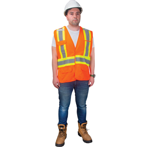 Veste d'arpenteur haute visibilit&eacute; conforme &agrave; la CSA, Orange haute visibilit&eacute;, Grand, Polyester OSI Industrial Sales