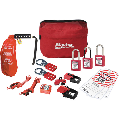Trousse de cadenassage avec cadenas en thermoplastique de qualit&eacute; sup&eacute;rieure Zenex, Ensemble &eacute;lectrique, 16 composants compris OSI Industrial Sales