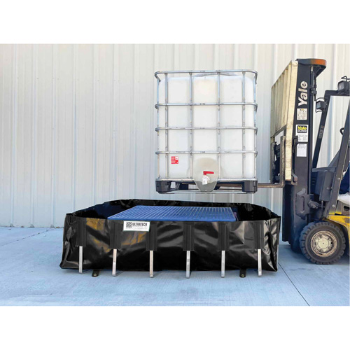 Berme de confinement des d&eacute;versements Ultra-IBC Berm, Capacit&eacute; 400 gal. US, 6' la x 6' lo x 18" h, Support en L OSI Industrial Sales