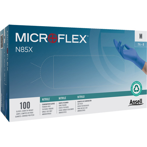 Gants Microflex N85, T-petit, Nitrile, 3,5 mils, Sans poudre, Bleu, Classe 2 OSI Industrial Sales