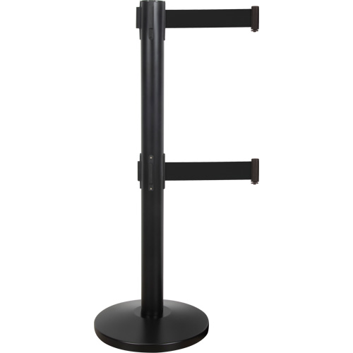 Barri&egrave;re pour le contr&ocirc;le des foules &agrave; courroie double, Acier, 35" h, Ruban Noir, Longueur du ruban 7' OSI Industrial Sales