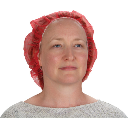 Bouffant Caps, Polypropylene, 21", Red OSI Industrial Sales