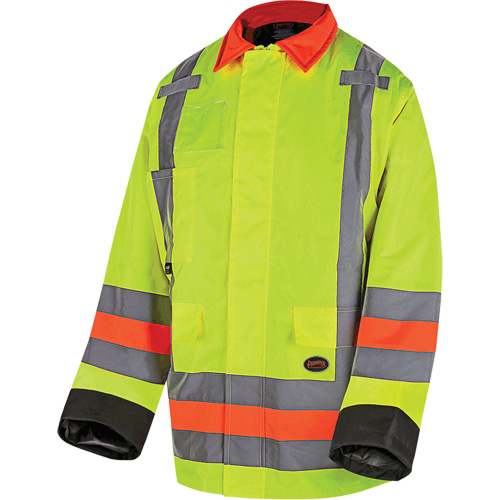6040 Veste de contr&ocirc;le de la circulation pour l'hiver qu&eacute;b&eacute;cois, Polyester, Jaune lime haute visibilit&eacute;, T-petit OSI Industrial Sales