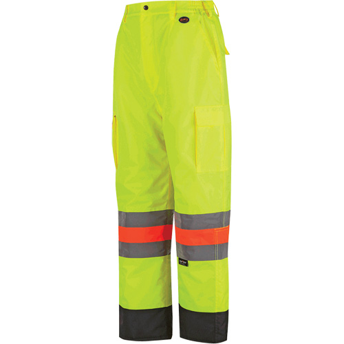 6041 Pantalon de contr&ocirc;le de la circulation pour l'hiver qu&eacute;b&eacute;cois, Polyester, T-petit, Jaune lime haute visibilit&eacute; OSI Industrial Sales