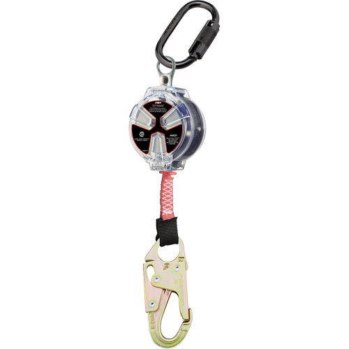 Cordage de s&eacute;curit&eacute; autor&eacute;tractable avec petit mousqueton Dynamic, 6', Polyester, Pivotant OSI Industrial Sales