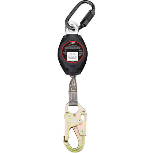 Cordage de s&eacute;curit&eacute; autor&eacute;tractable avec petit mousqueton Dynamic, 7', Polyester, Pivotant OSI Industrial Sales