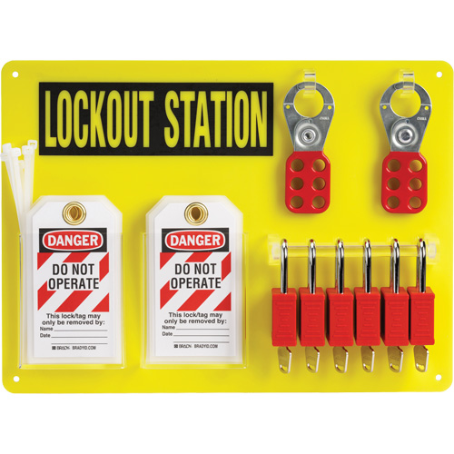Lockout Board with Keyed Alike Nylon Safety Lockout Padlocks, Plastic Padlocks, 6 Padlock Capacity, Padlocks Included OSI Industrial Sales