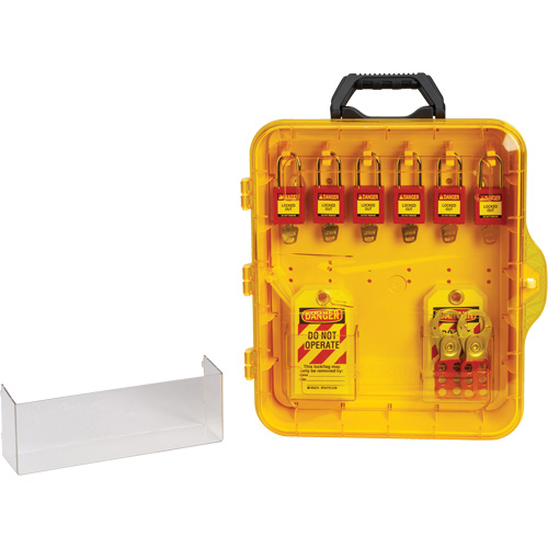 Lockout Station with Keyed Different Nylon Safety Lockout Padlocks, Plastic Padlocks, 6 Padlock Capacity, Padlocks Included OSI Industrial Sales