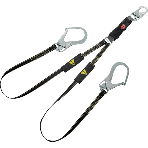 Longe &agrave; amortisseur d'&eacute;nergie pour le soudage V-Series, 6', Point d'ancrage &agrave; Crochet d'armature, Crochet mousqueton aux jambes, Kevlar/M&eacute;tal/Nylon OSI Industrial Sales