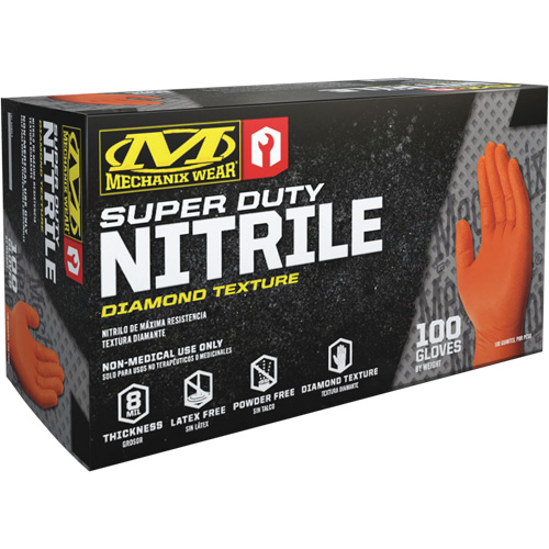 Super Duty Disposable Gloves, 9/Medium, Nitrile, 8-mil, Powder-Free, Orange OSI Industrial Sales