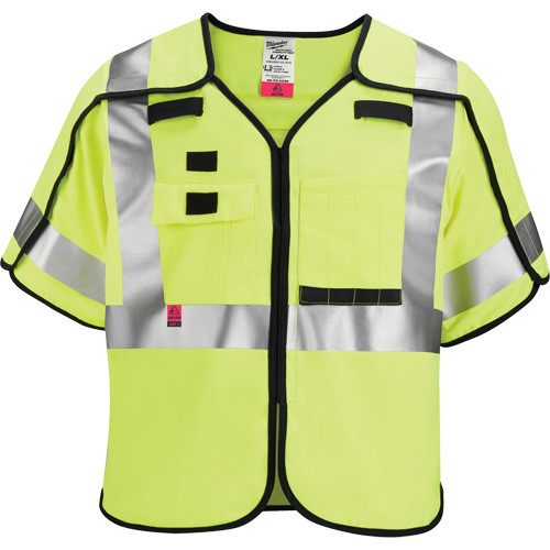 Breakaway Mesh Safety Vest, Black/High Visibility Lime-Yellow, Medium/Small OSI Industrial Sales