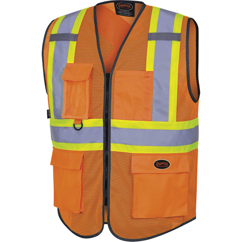 6960 Front Mesh Safety Vest, High Visibility Orange, Medium, Polyester OSI Industrial Sales