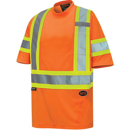 6970 Bird's-Eye Safety T-Shirt, Polyester, X-Small, High Visibility Orange OSI Industrial Sales